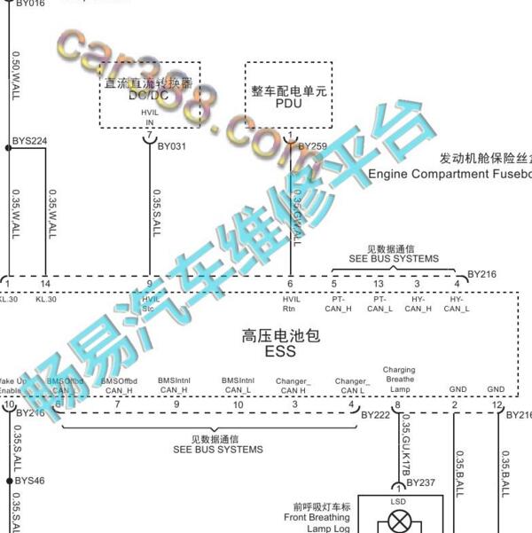 2017-2018年荣威e RX5 高压电池包ESS电路图.