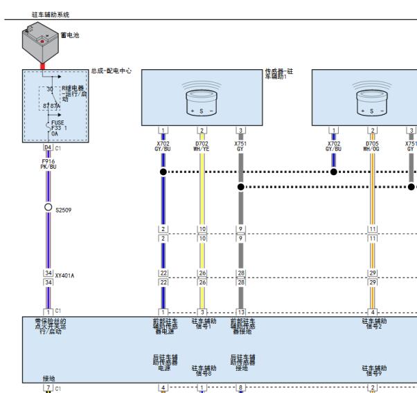 2021年吉普牧马人倒车雷达电路图