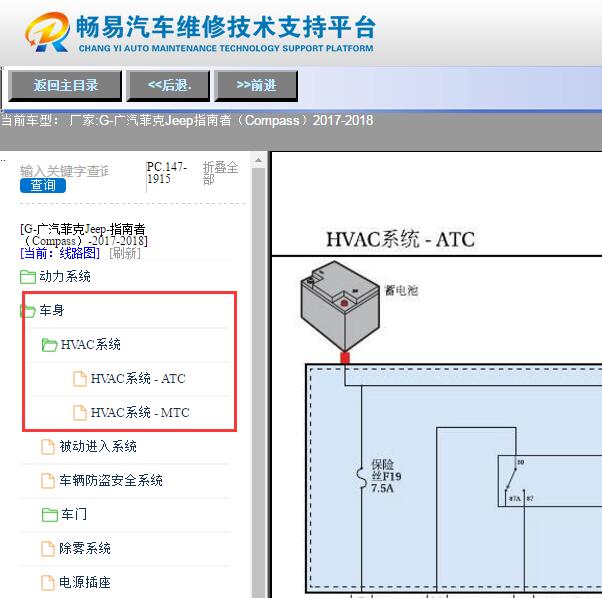 2017-2018年广汽菲克吉普指南者空调电路图
