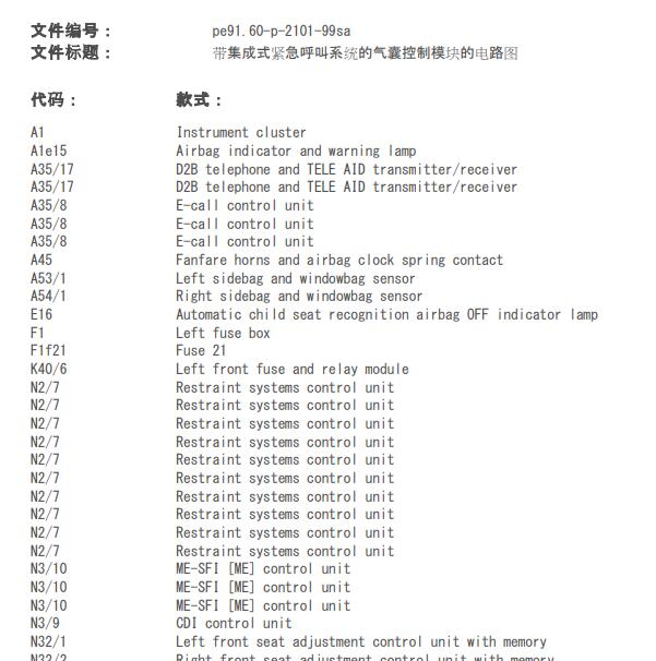 2003年奔驰S350气囊电路图