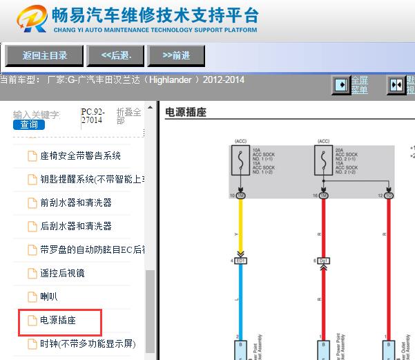 2012-2014年丰田汉兰达点烟器电路图