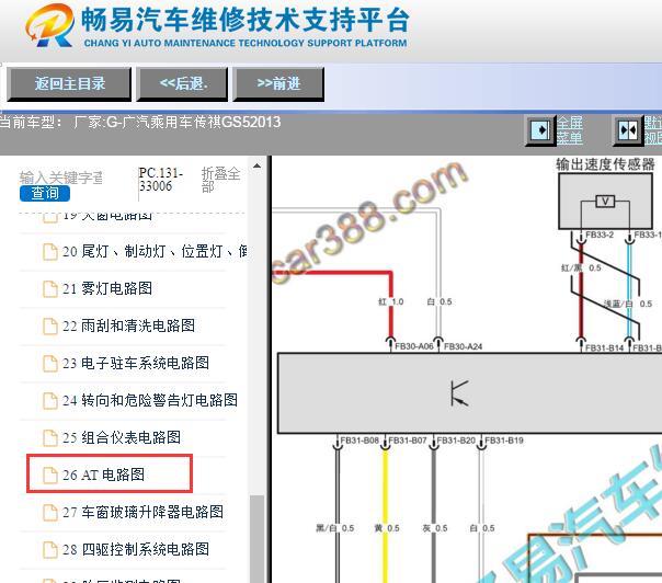 2013年广汽传祺GS5变速箱电路图
