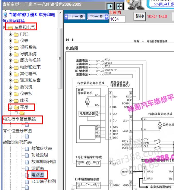 06年红旗盛世HQ3电动后备箱电路图