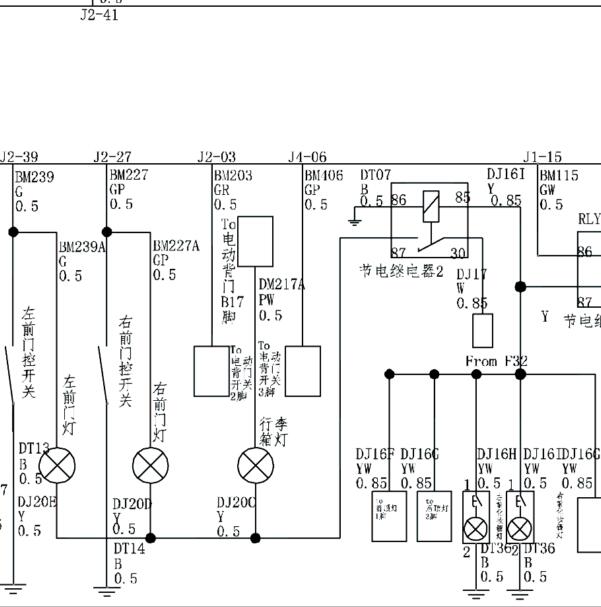 2020年东风风光IX7玻璃升降电路图
