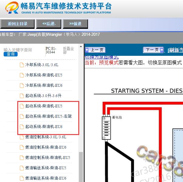 2014-2017年吉普牧马人起动机电路图