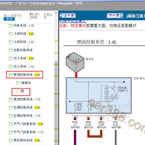 2018年广汽菲克Jeep-自由侠 发动机电路图