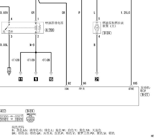 2020年三菱劲炫ASX发动机电路图和针脚资料