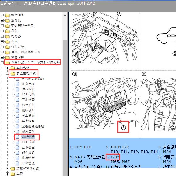 2012年东风日产-逍客 车身模块位置