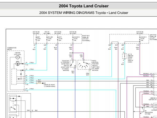 2004年丰田酷路泽中央差速器电路图