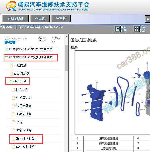 2021-2022年奇瑞瑞虎5x发动机正时资料