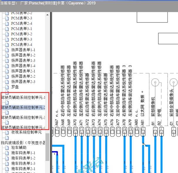 2019年保时捷卡宴倒车雷达电路图和位置