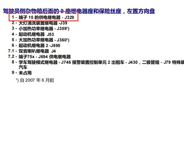 2010年奥迪A6L J271和J329位置