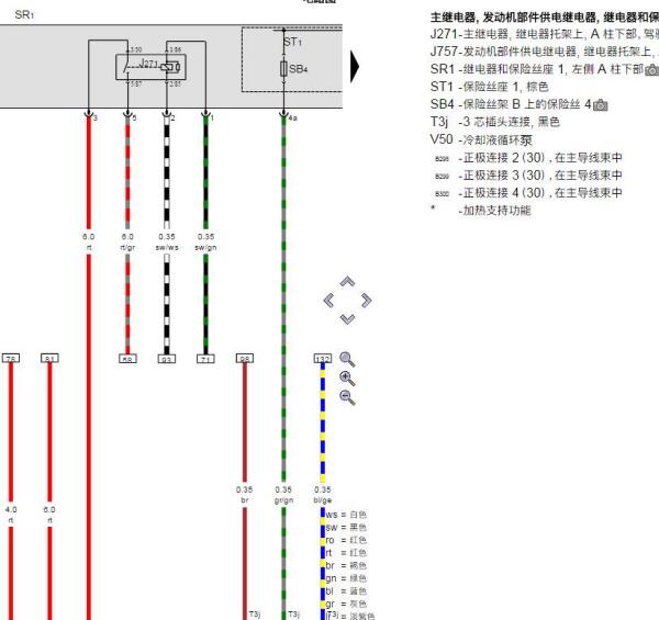 2019年奥迪A4L发动机电脑针脚图和电路图