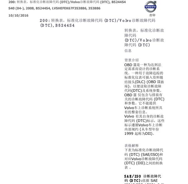 2008年沃尔沃S40 ECM-9A0A故障码资料