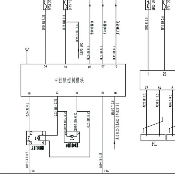 长安跨越王中控锁模块电路图