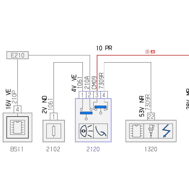 2014年标致3008 4线制动开关电路图