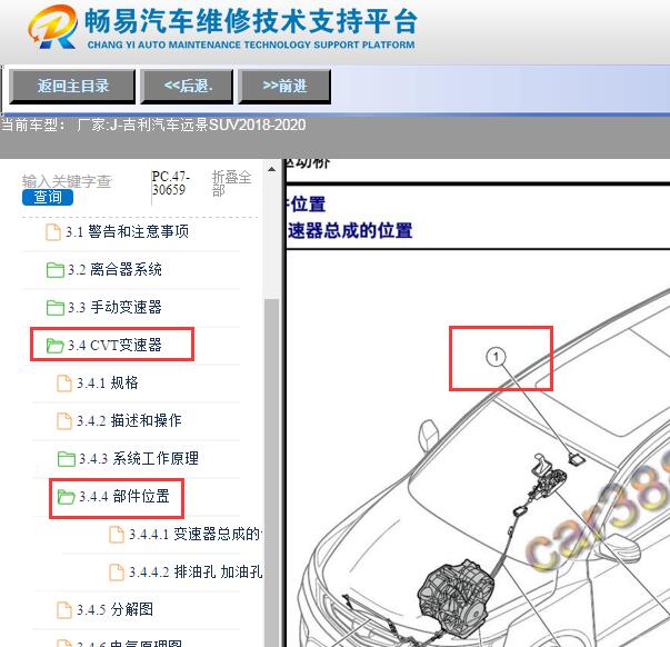 2018-2019年吉利远景SUV变速箱位置