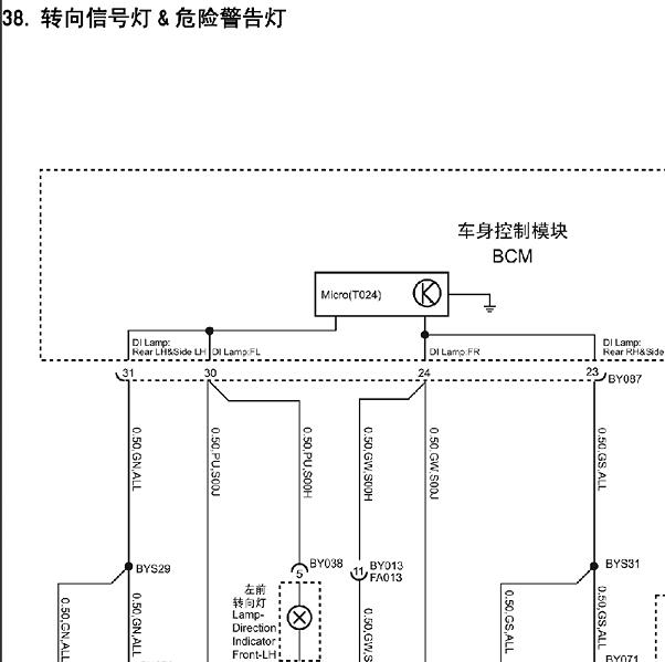 2015年上汽名爵MG-MG GS锐腾转向灯电路图
