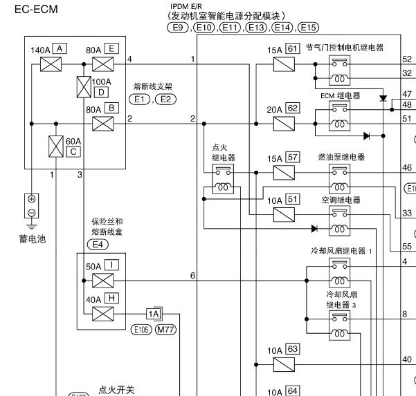 2006年日产轩逸发动机节气门电路图