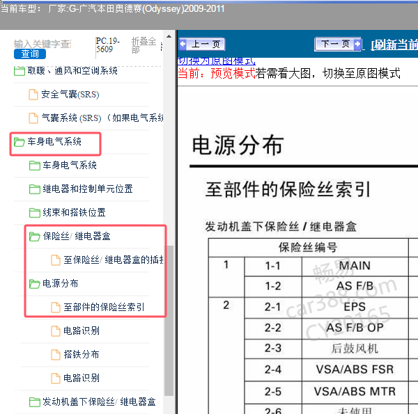 2009年本田奥德赛保险丝继电器位置