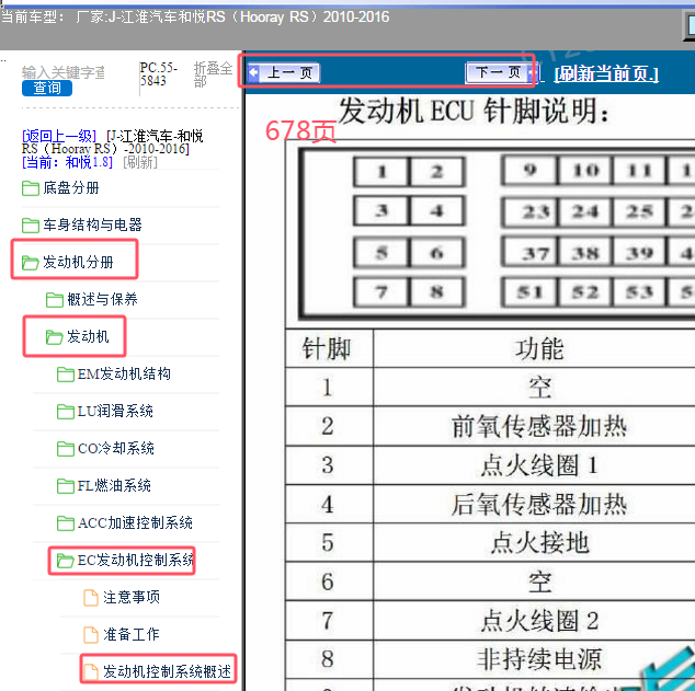 2010年江淮和悦RS发动机针脚定义