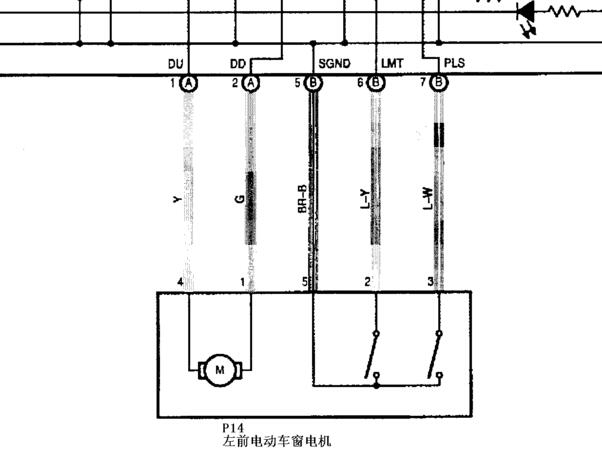 1999年丰田酷路泽车窗电路图