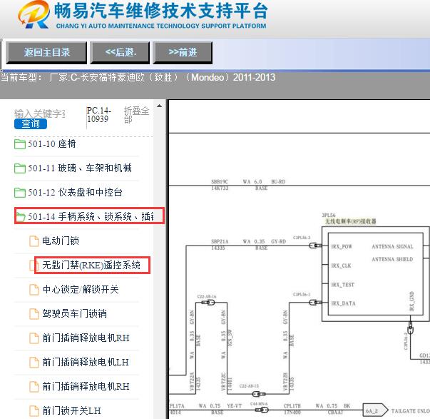 2011-2013年福特蒙迪欧致胜遥控电路图