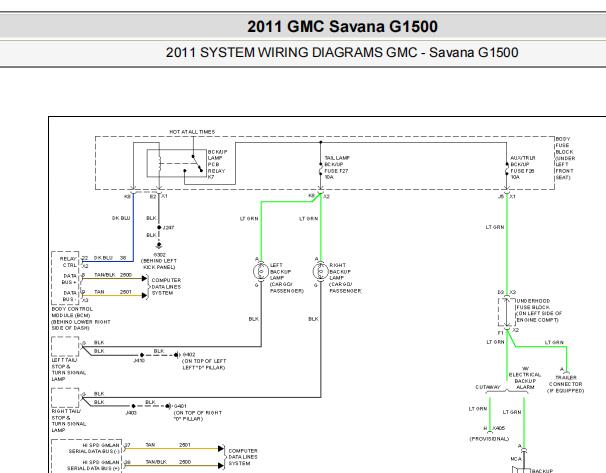 2011年GMC Savana灯光电路图