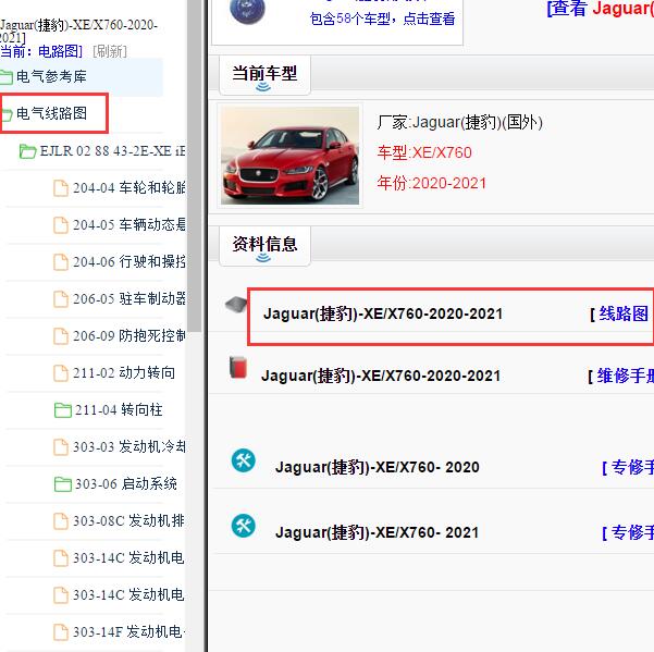 2020-2021年捷豹XE全车电路图