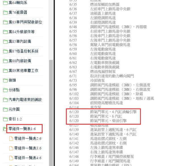 2012年沃尔沃XC60元件代码说明