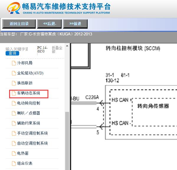 2012-2013年福特翼虎转向角电路图