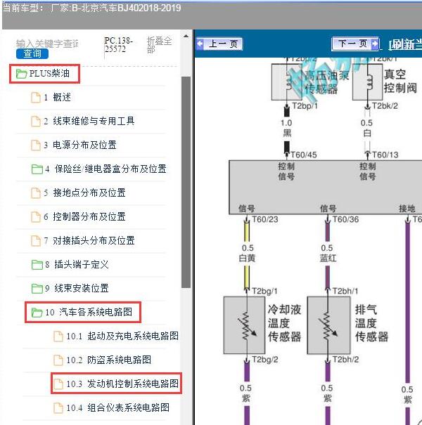 2018-2019年北京BJ40 YC4Y20-12050发动机电路图