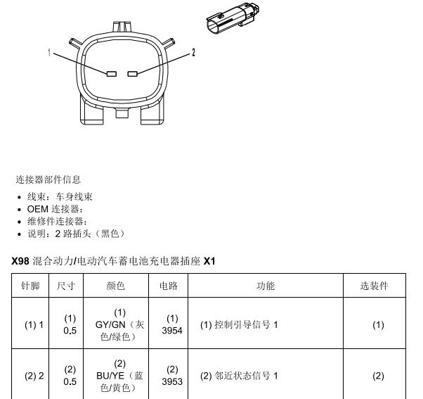 2022年别克微蓝车载充电机针脚图