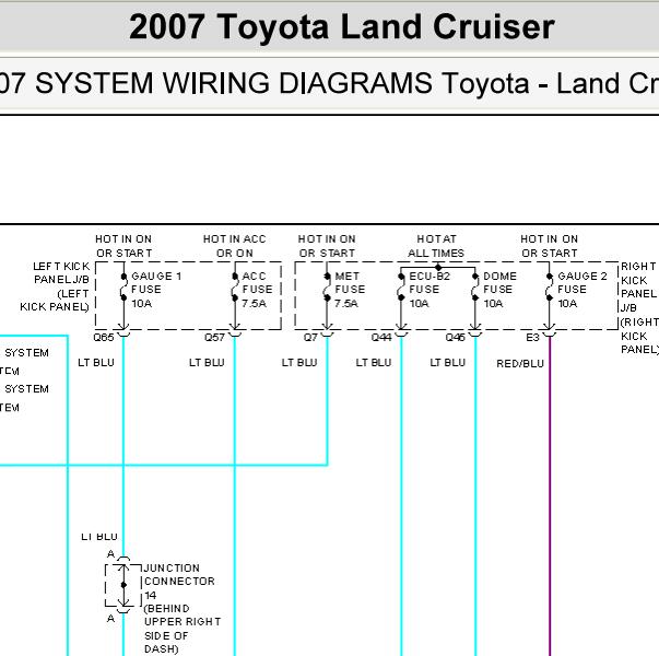 2007年丰田兰德酷路泽 仪表电路图