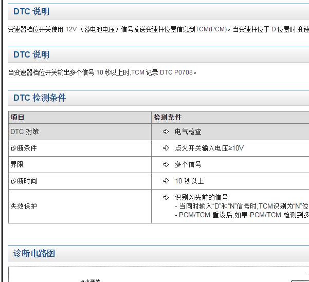 2011年现代I10 P0707故障码资料
