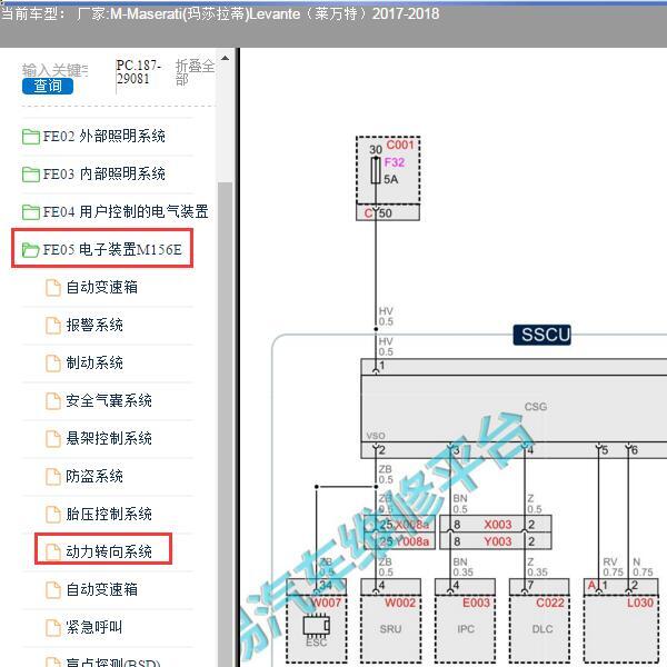 2018年玛莎拉蒂莱万特转向电路图