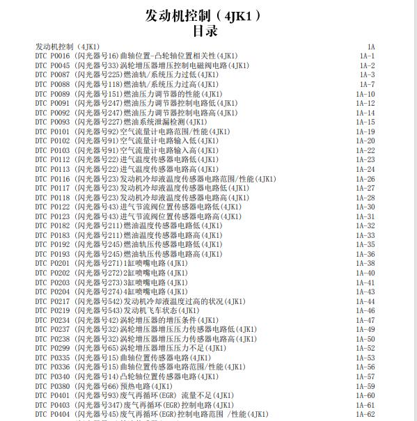 2014-2020年五十铃D MAX 发动机故障码维修手册.