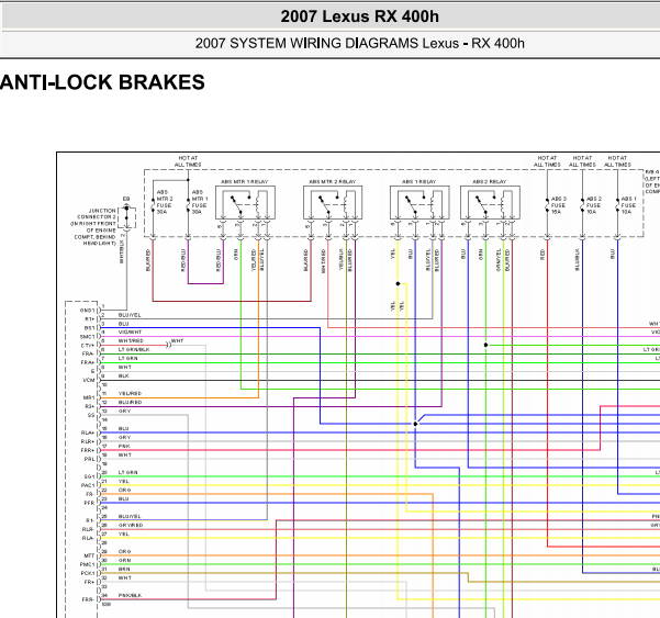 2007年雷克萨斯RX400h  ABS电路图