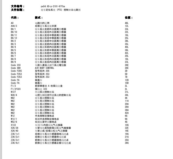 2014年奔驰C180L雷达电路图