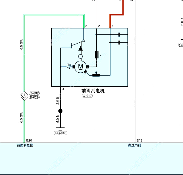 2022年奇瑞捷途大圣雨刮喷水电机电路图