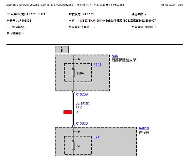 2010年宝马120i F74保险丝电路图