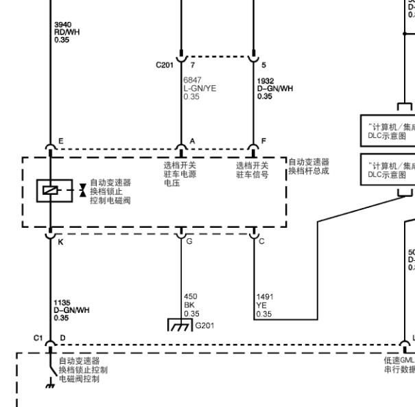 2010年凯迪拉克赛威变速箱电路图