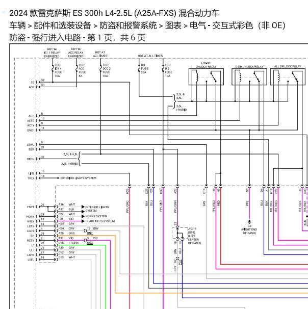 2024年雷克萨斯ES300h防盗电路图