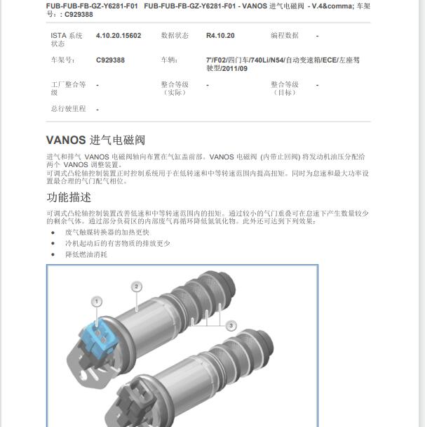 2011年宝马740Li 进气系统配件图