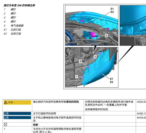 2024年奔驰E300L前照灯维修手册