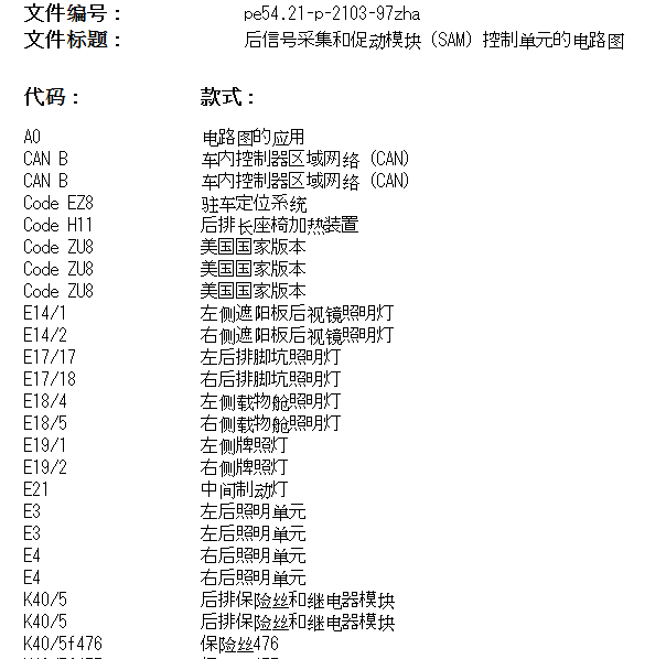 2015年奔驰AMG G63后SAM电路图和保险资料