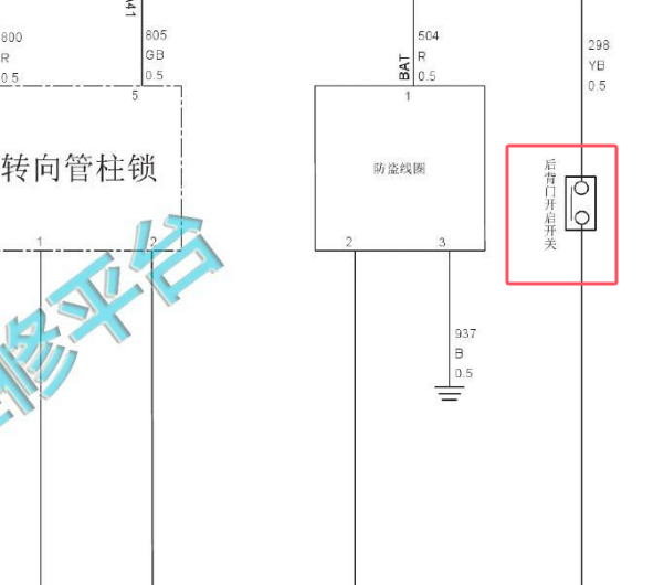 2018年长城哈弗H6运动版尾门电路图