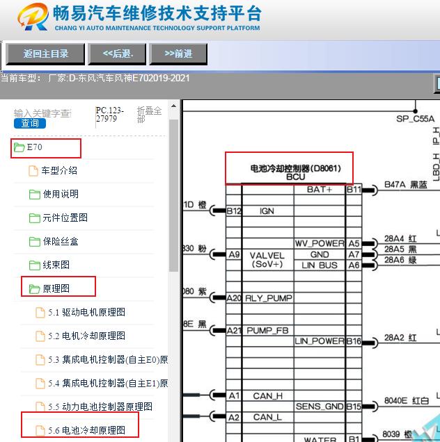 2019-2021年东风风神E70电池冷却控制器电路图