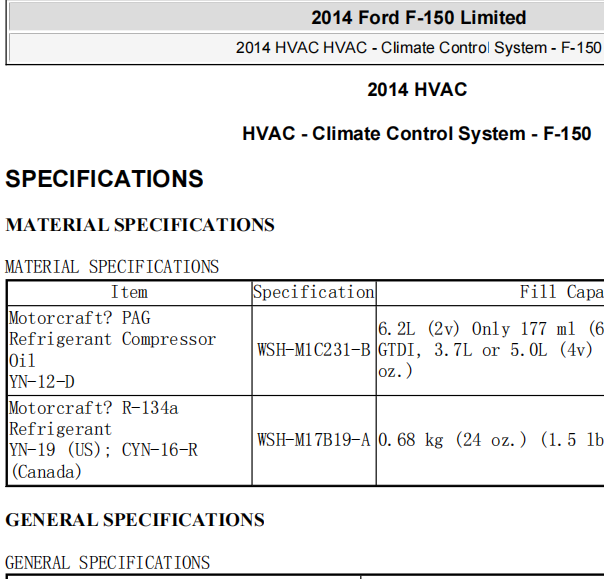2014年福特F150空调维修手册