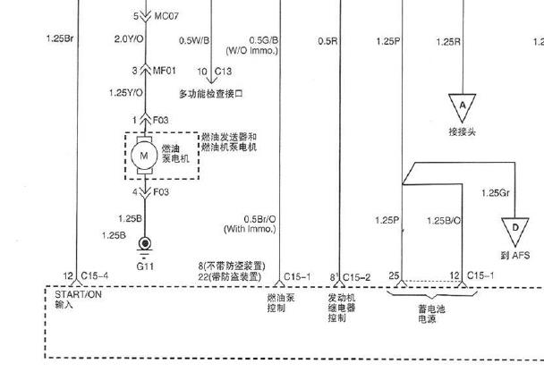 2008年江淮瑞风发动机油泵电路图资料
